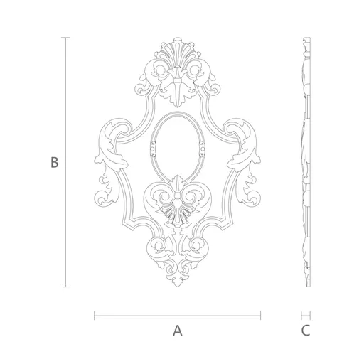 oak Cartouche with Oval Centerpiece